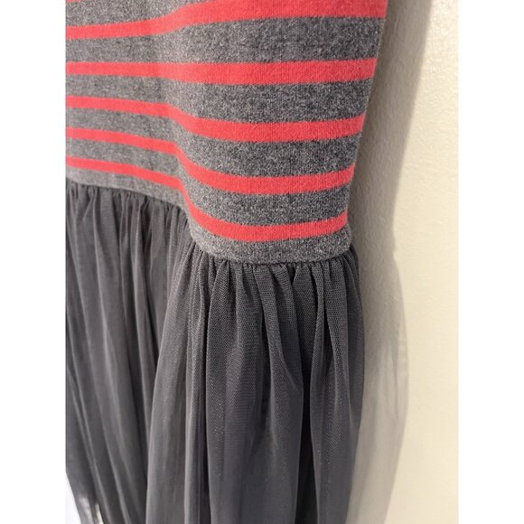 Matilda‎ Jane Womens Dress Size L Striped Tulle Sleeveless Red Gray - Picture 6 of 9